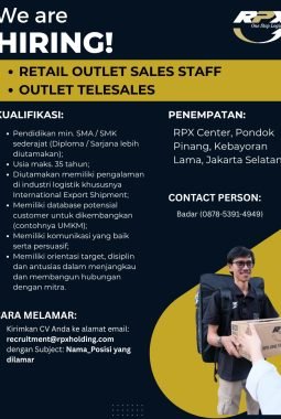 Lowongan Kerja di RPX One Stop Logistics : Retail Outlet, Sales Staff dan Outlet Telesales