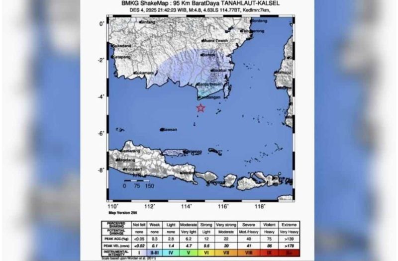 Titik gempa di Kalimantan.